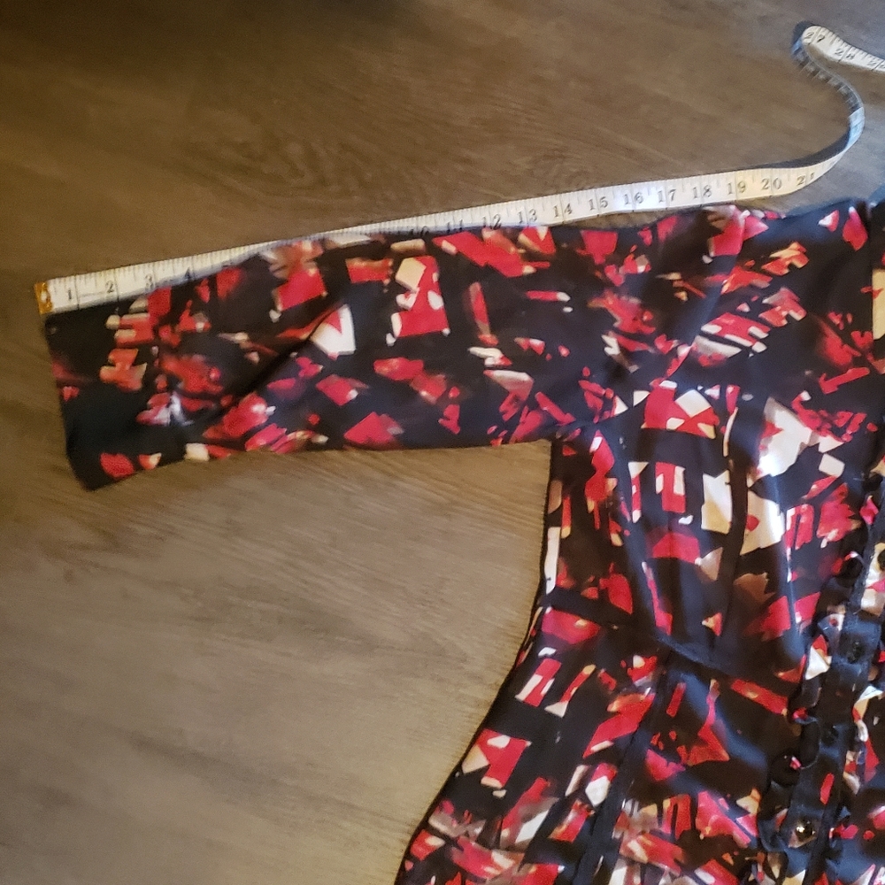 L, Red & Black with Lace & Ruffle Laura Blouse - Picture 8 of 11